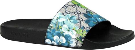 gucci bloom slides blue|gucci slides with blue flowers.